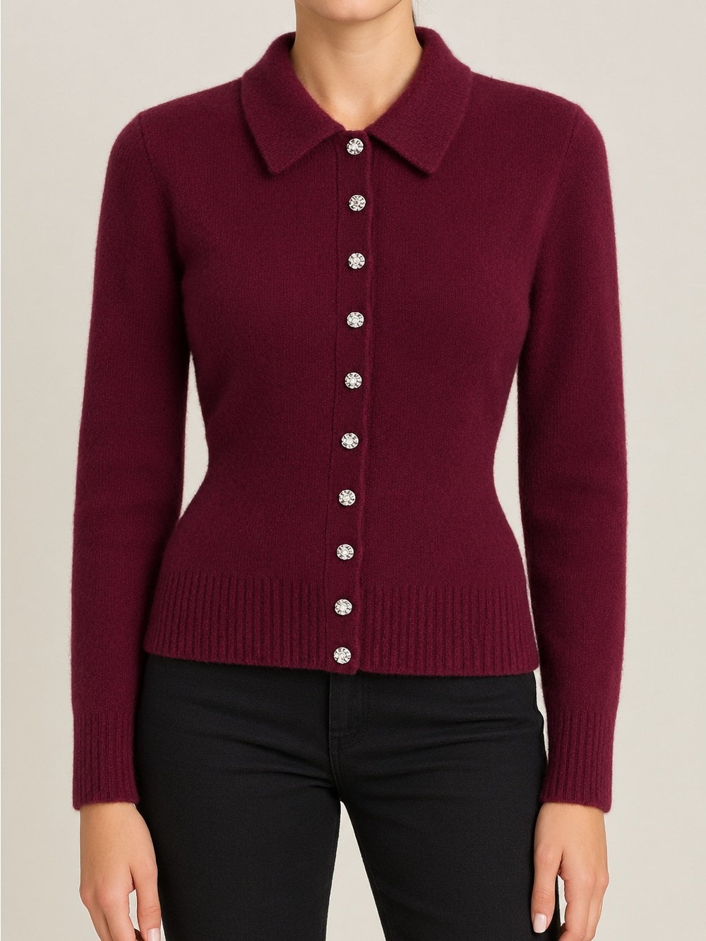 J. Crew Milano Stitch Lambswool Cinched Burgundy Red Women’s Cardigan Sweater S